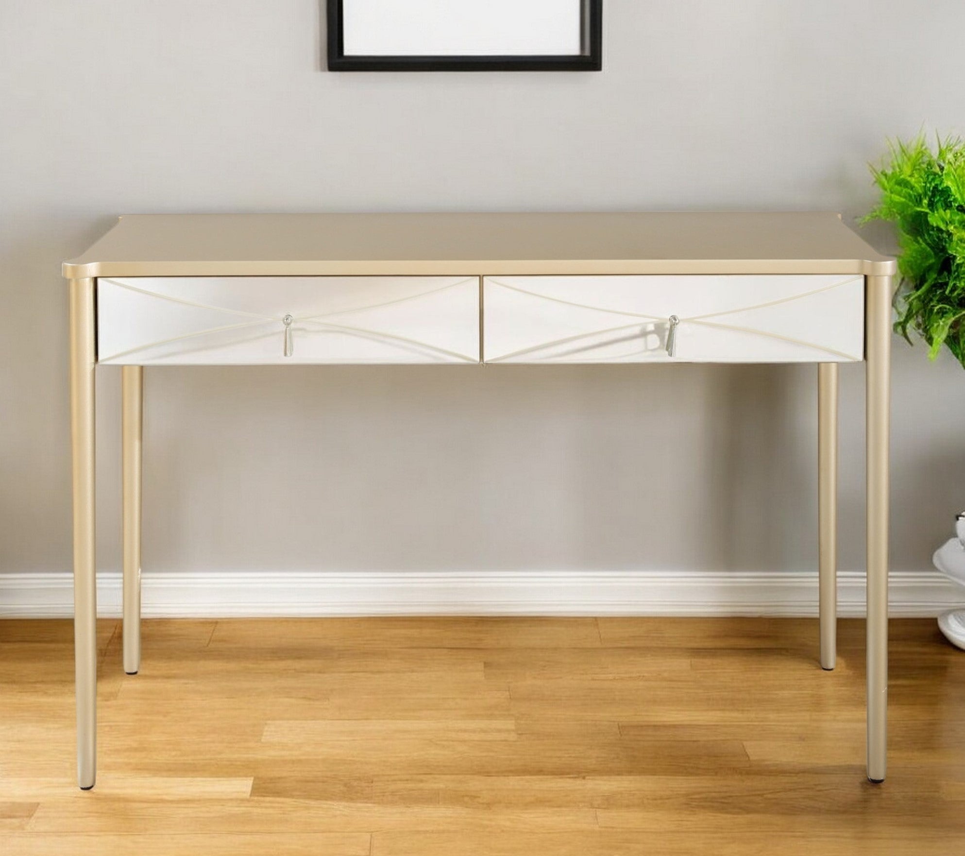 48" Champagne Mirrored Glass Console Table