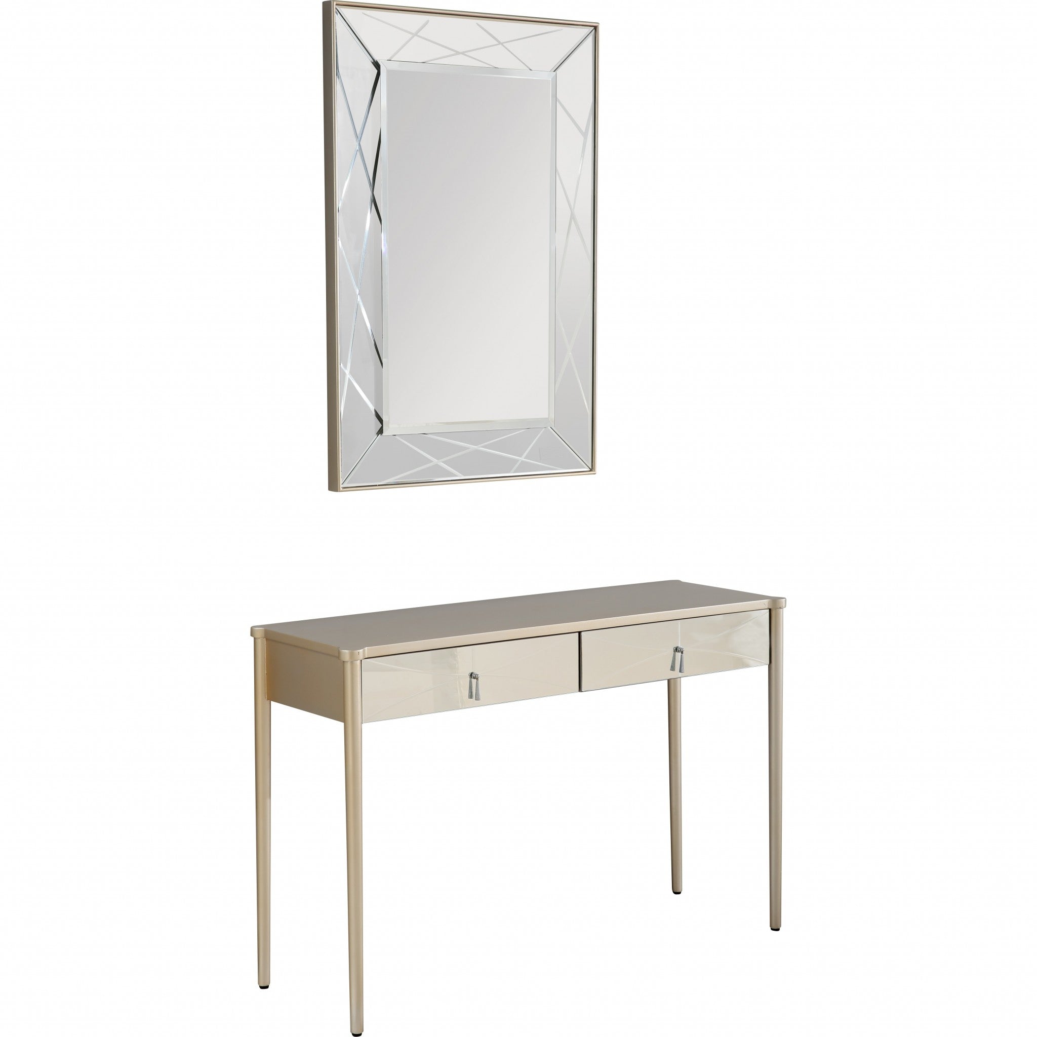 48" Champagne Mirrored Glass Console Table