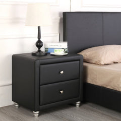 Black Upholstered 2 Drawer Nightstand - Homeroots