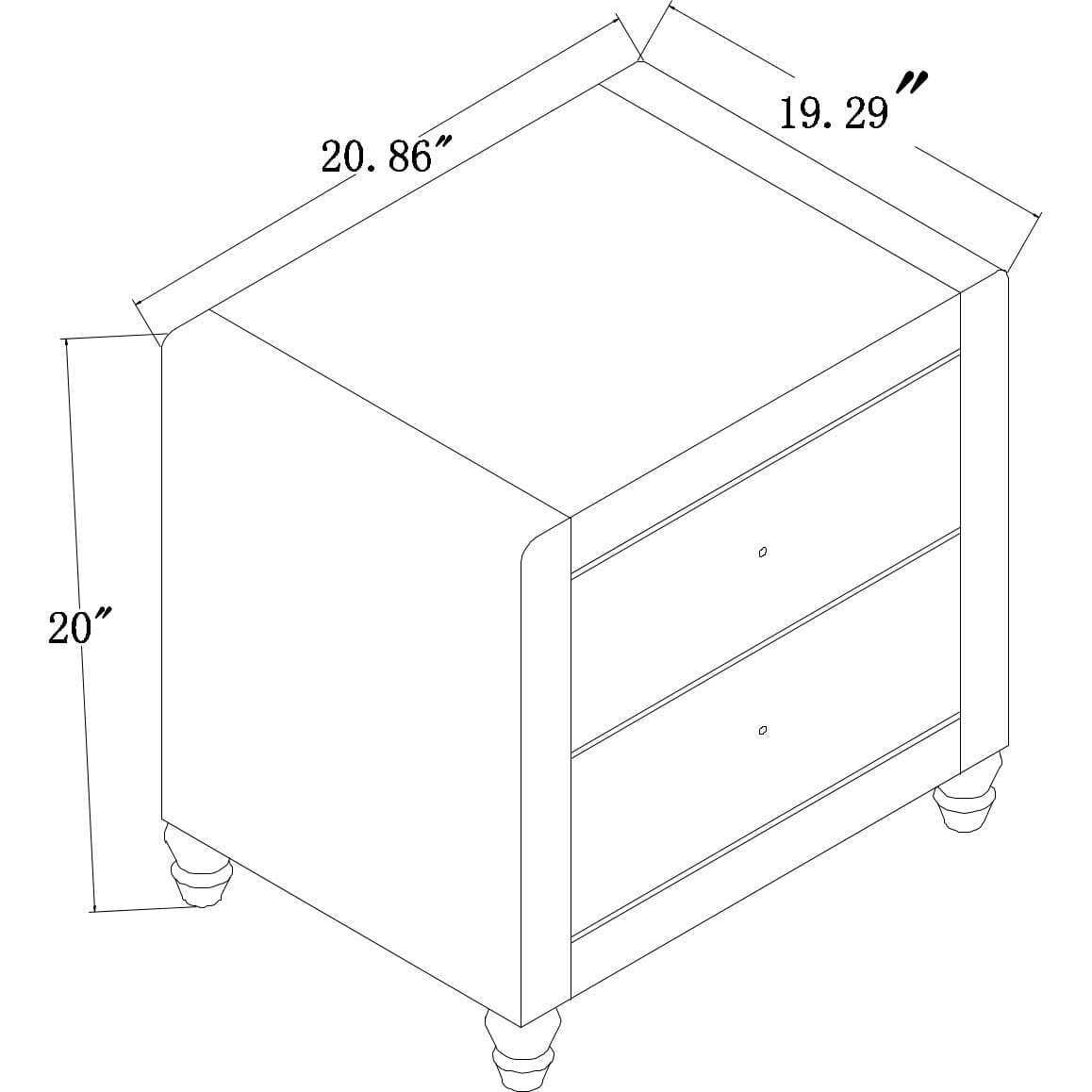 White Upholstered 2 Drawer Nightstand