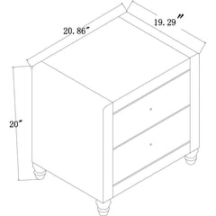 White Upholstered 2 Drawer Nightstand