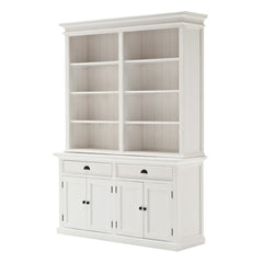 87" White Solid Wood Side Board with Hutch