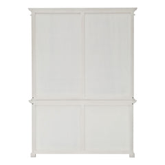 87" White Solid Wood Side Board with Hutch