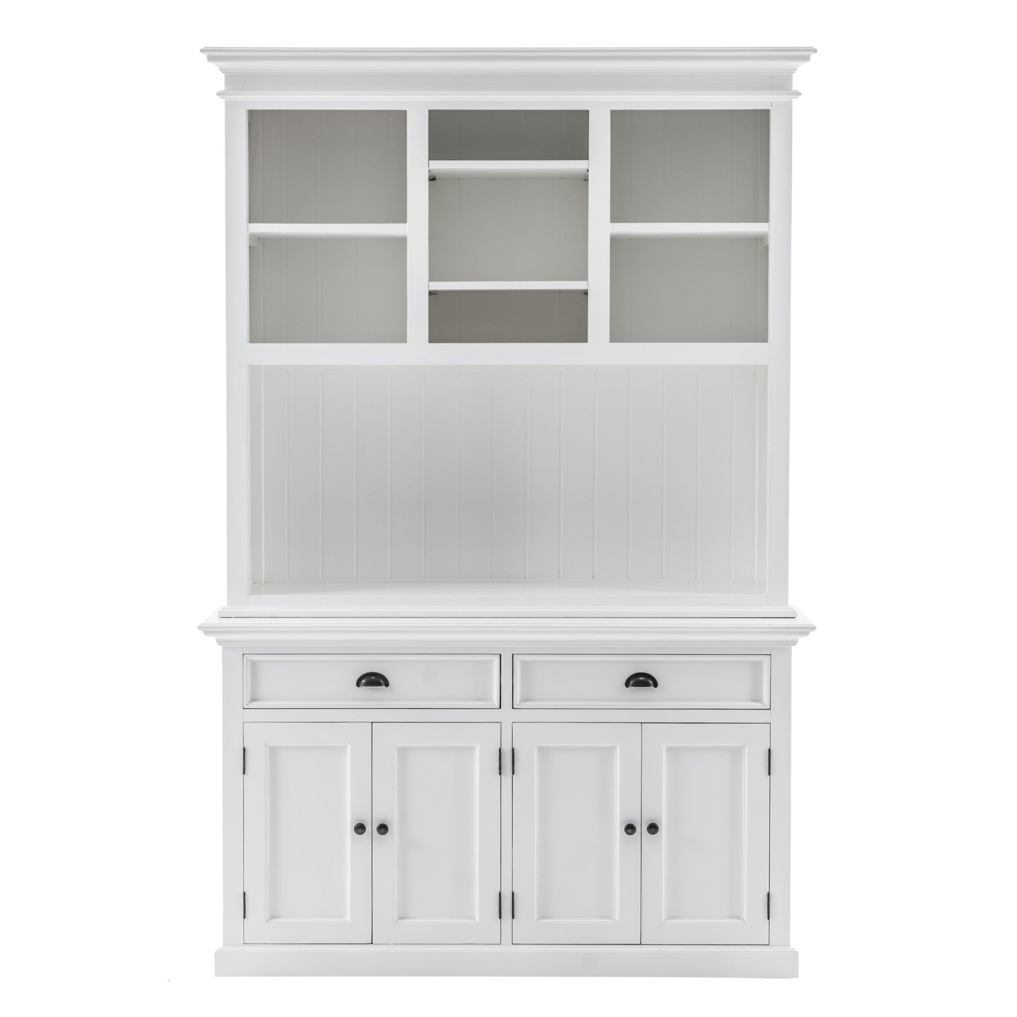 87" White Solid Wood Adjustable Two Tier Bookcase