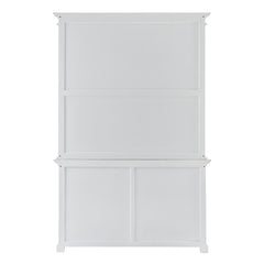 87" White Solid Wood Adjustable Two Tier Bookcase