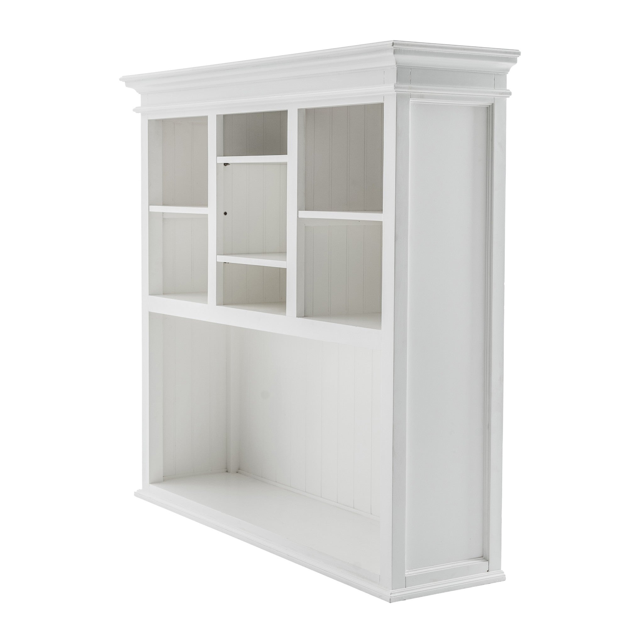 87" White Solid Wood Adjustable Two Tier Bookcase