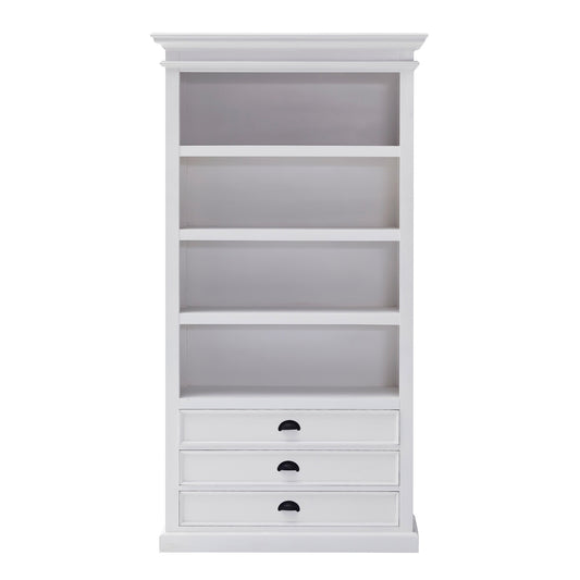 75" White Solid Wood Four Tier Bookcase