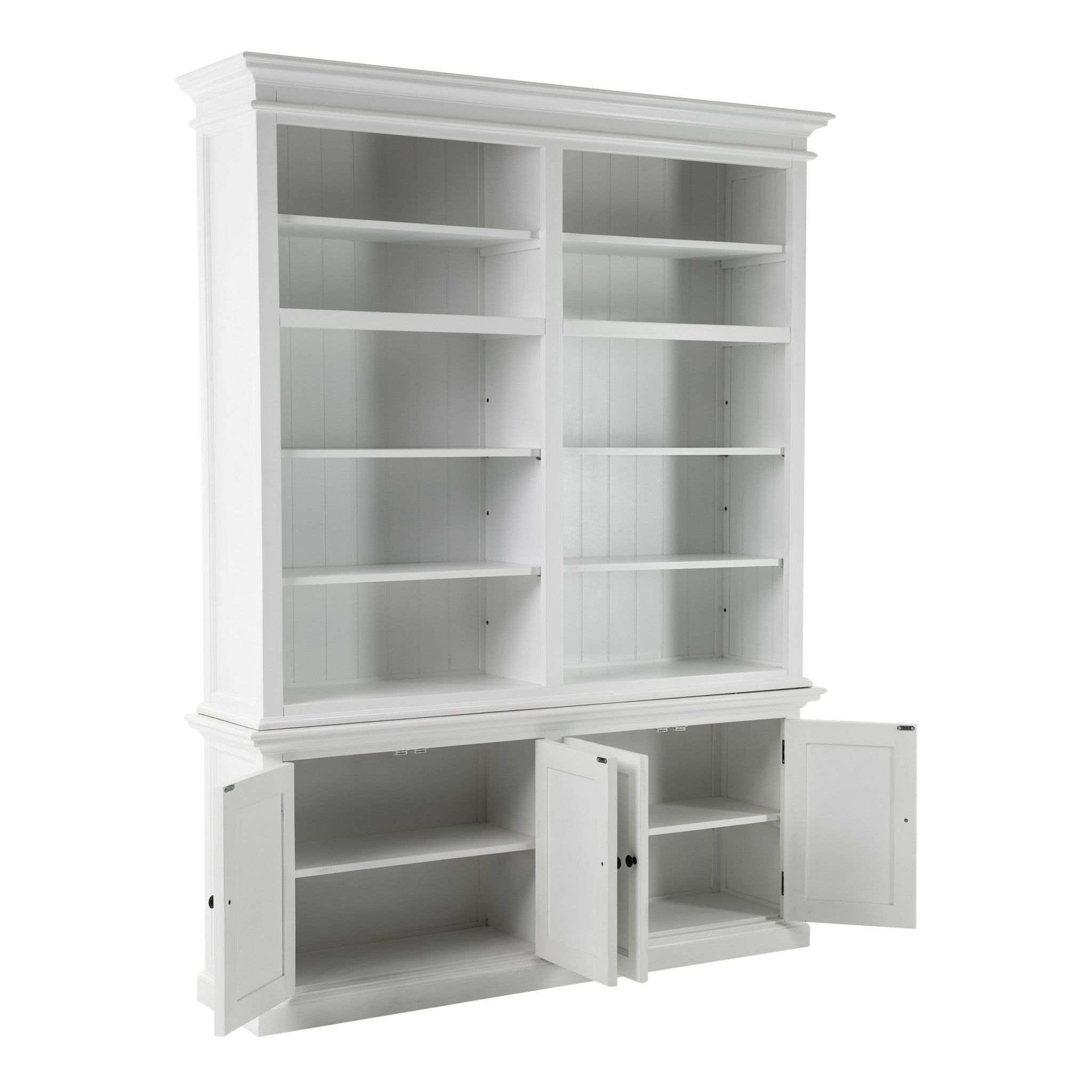 87" White Solid Wood Adjustable Four Tier Bookcase