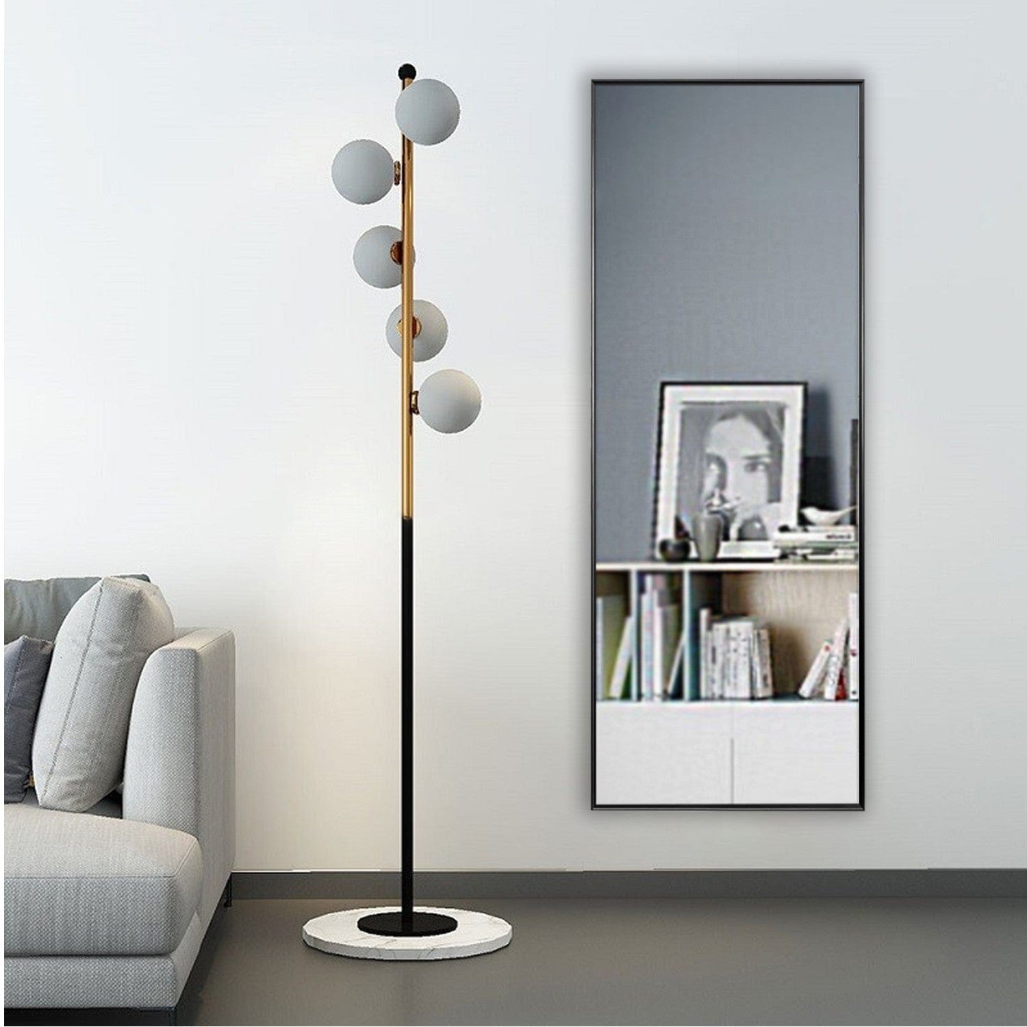 59" Black Metal Framed Full Length Mirror - Homeroots