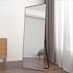 59" Black Metal Framed Full Length Mirror - Homeroots