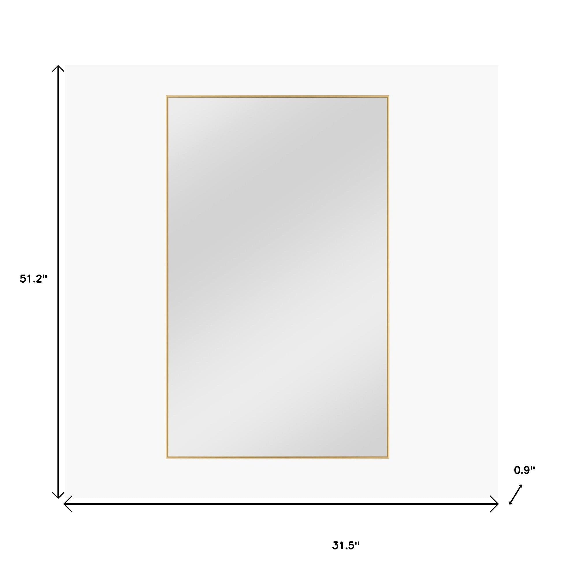 51" Gold Metal Framed Full Length Hanging Mirror - Homeroots