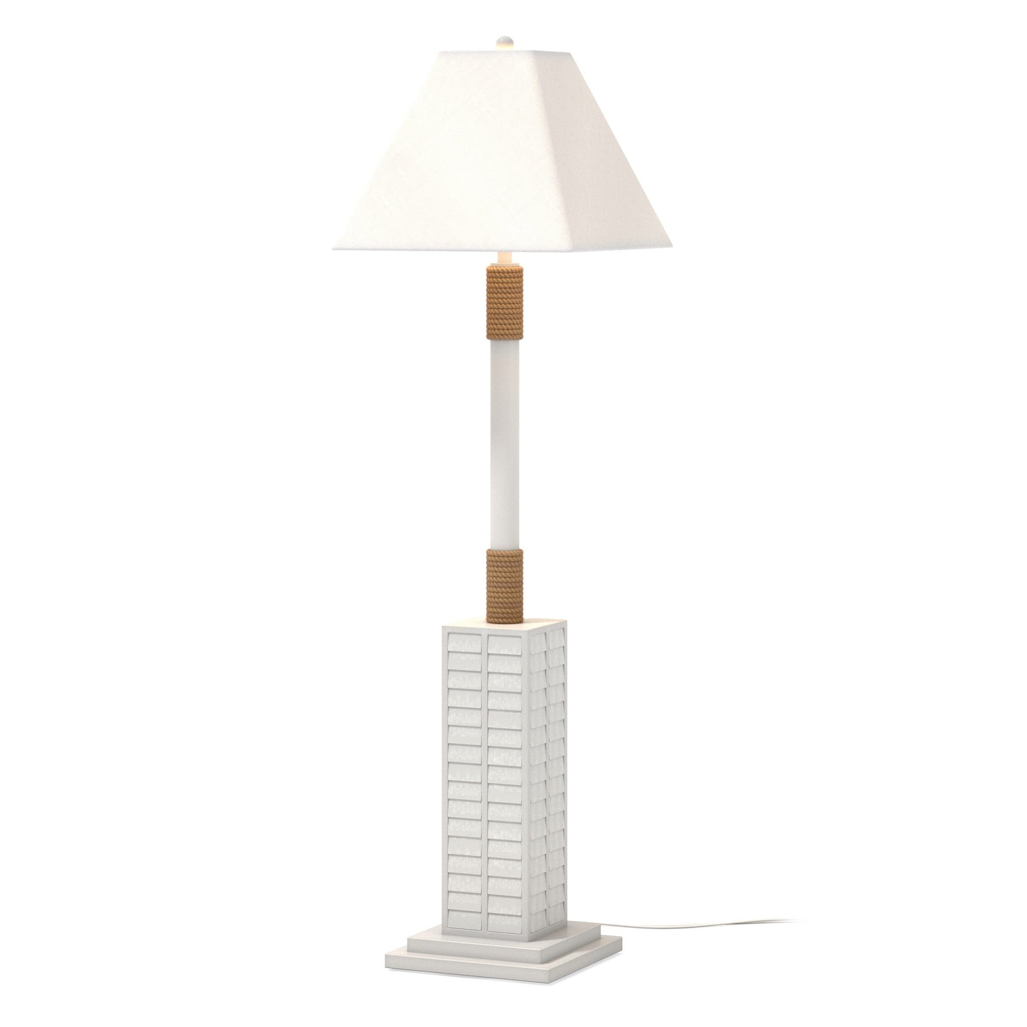 63" White Floor Lamp With White Linen Shade - Homeroots