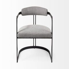 Curvy Black and Gray Upholstered Dining Armchair