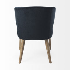 Navy Blue And Brown Wingback Dining Side Chair