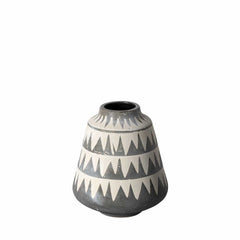 8" Ceramic Gray and Ivory Abstract Round Table Vase - Homeroots