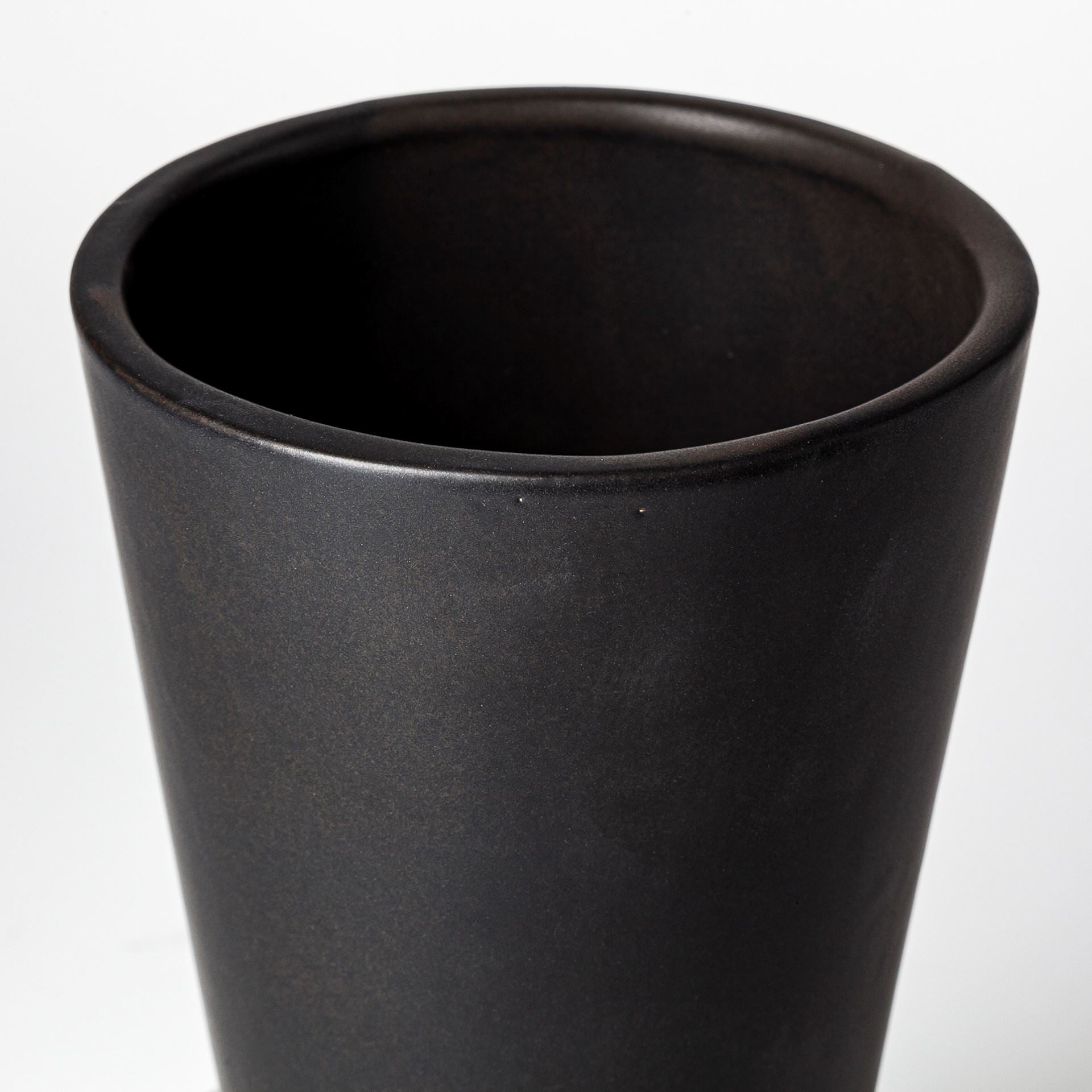 9" Matte Black Contempo Deco Ceramic Vase