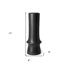 17" Matte Black Contempo Deco Ceramic Vase