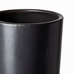 17" Matte Black Contempo Deco Ceramic Vase