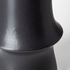 17" Matte Black Contempo Deco Ceramic Vase