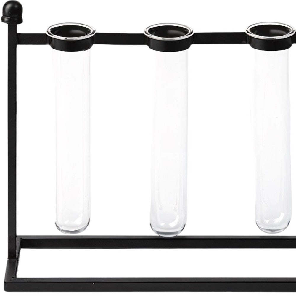 Black Metal Five Test Tube Vase