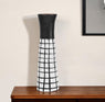 17" Black and White Modern Grid Ceramic Vase