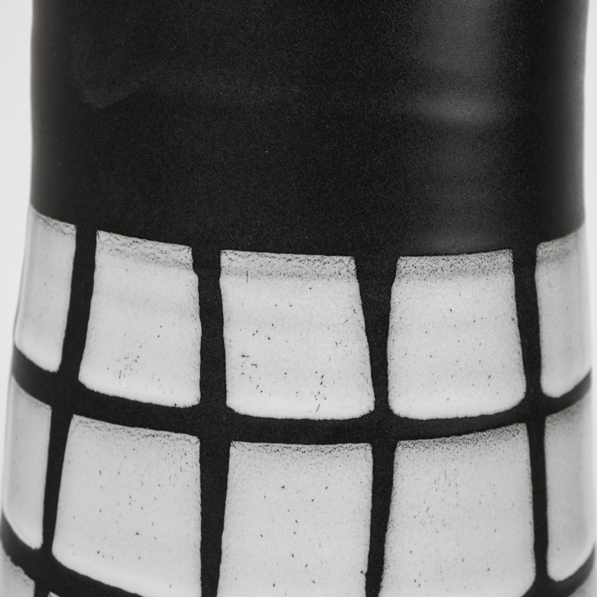 24" Black and White Modern Grid Ceramic Vase