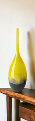 19" Lovely Yellow and Gray Handblown Spunglass Vase