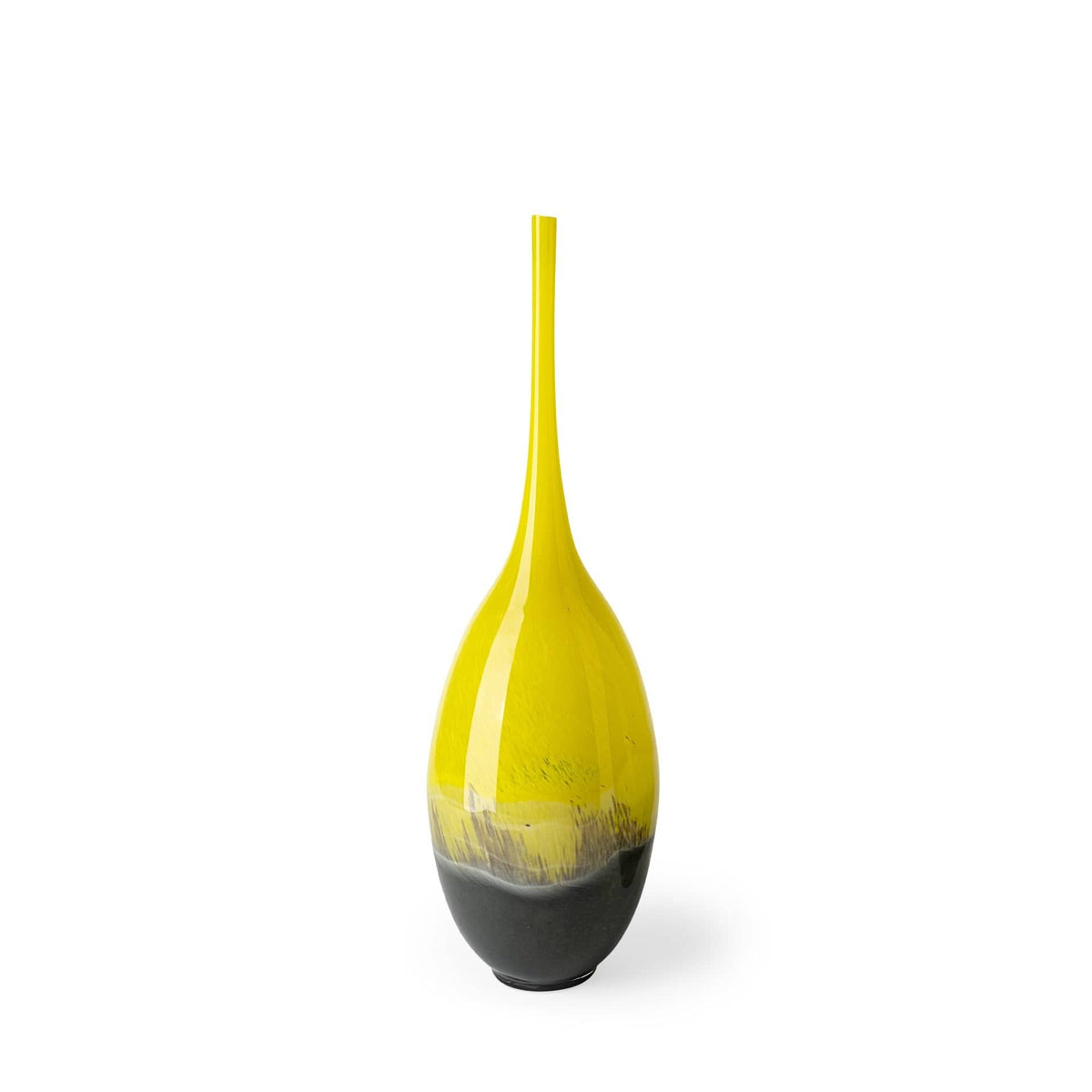 19" Lovely Yellow and Gray Handblown Spunglass Vase - Homeroots