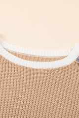 Color Block Round Neck Drop Shoulder Sweater