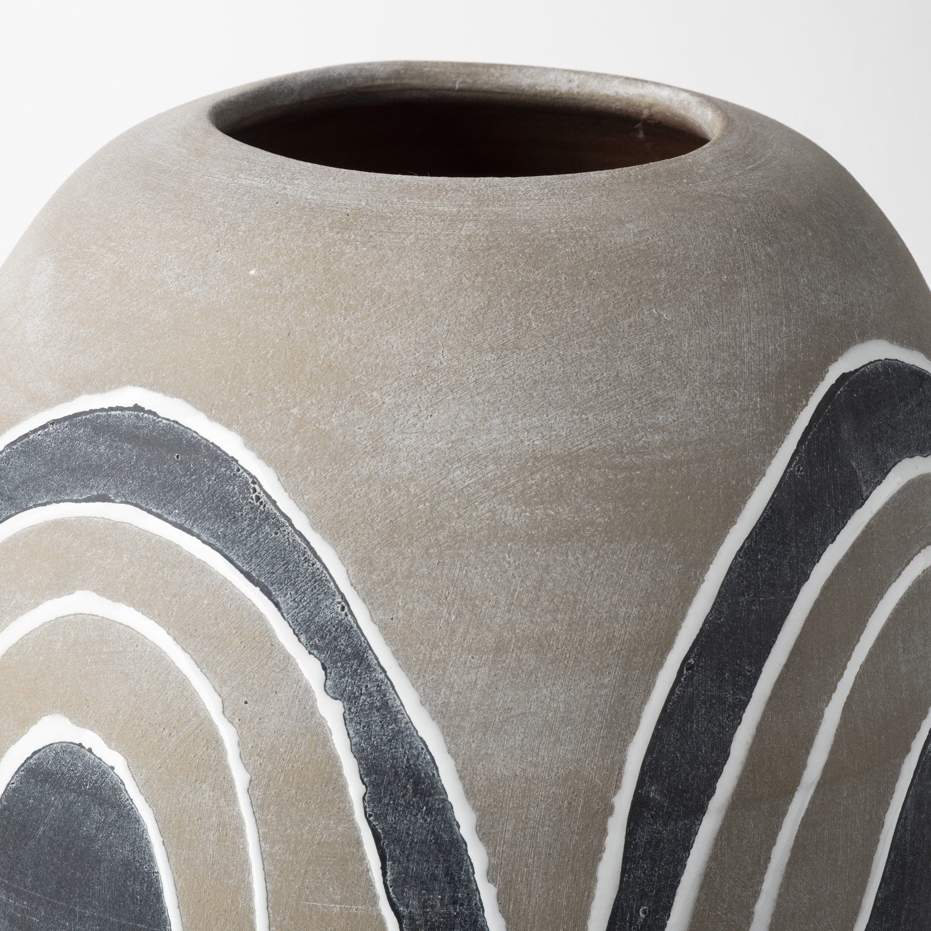 Brown Gray and White Arches Round Ceramic Vase - Homeroots