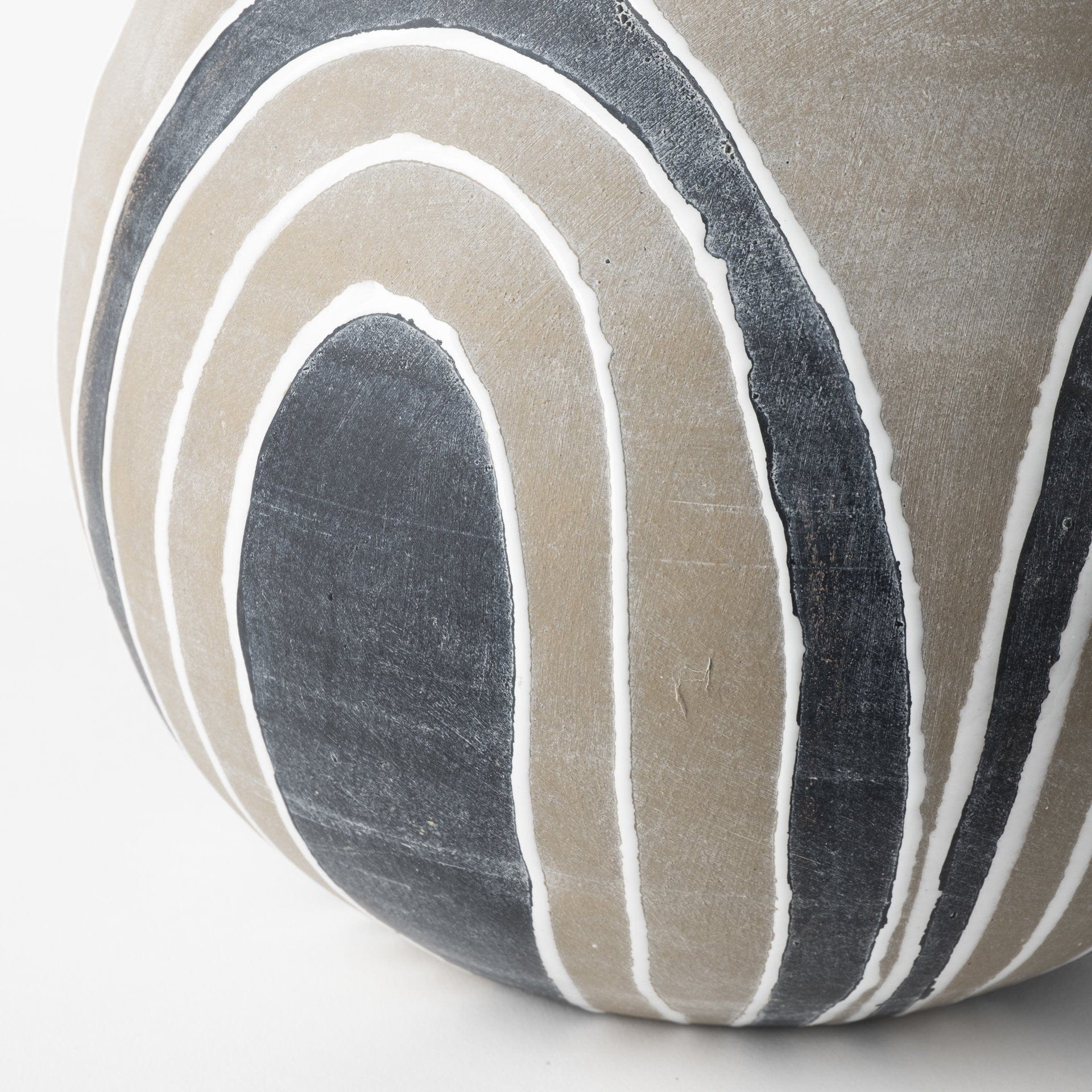 Brown Gray and White Arches Round Ceramic Vase - Homeroots