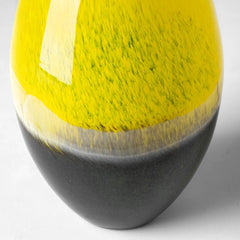 21" Lovely Yellow and Gray Handblown Spunglass Vase