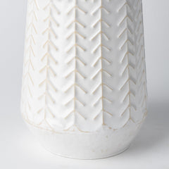 9" White Organically Embossed Chevron Metal Vase - Homeroots