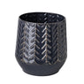 7" Navy Organically Embossed Chevron Metal Vase