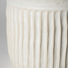 12" Whitewash Handled Textured Ceramic Vase