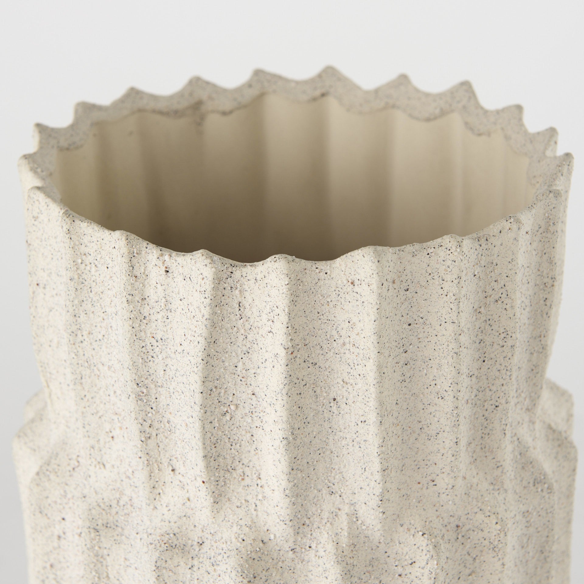 14" Sand Organic Textured Ceramic Cylinder Table Vase