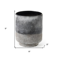 9" Black Brown and Gray Ombre Textured Ceramic Vase