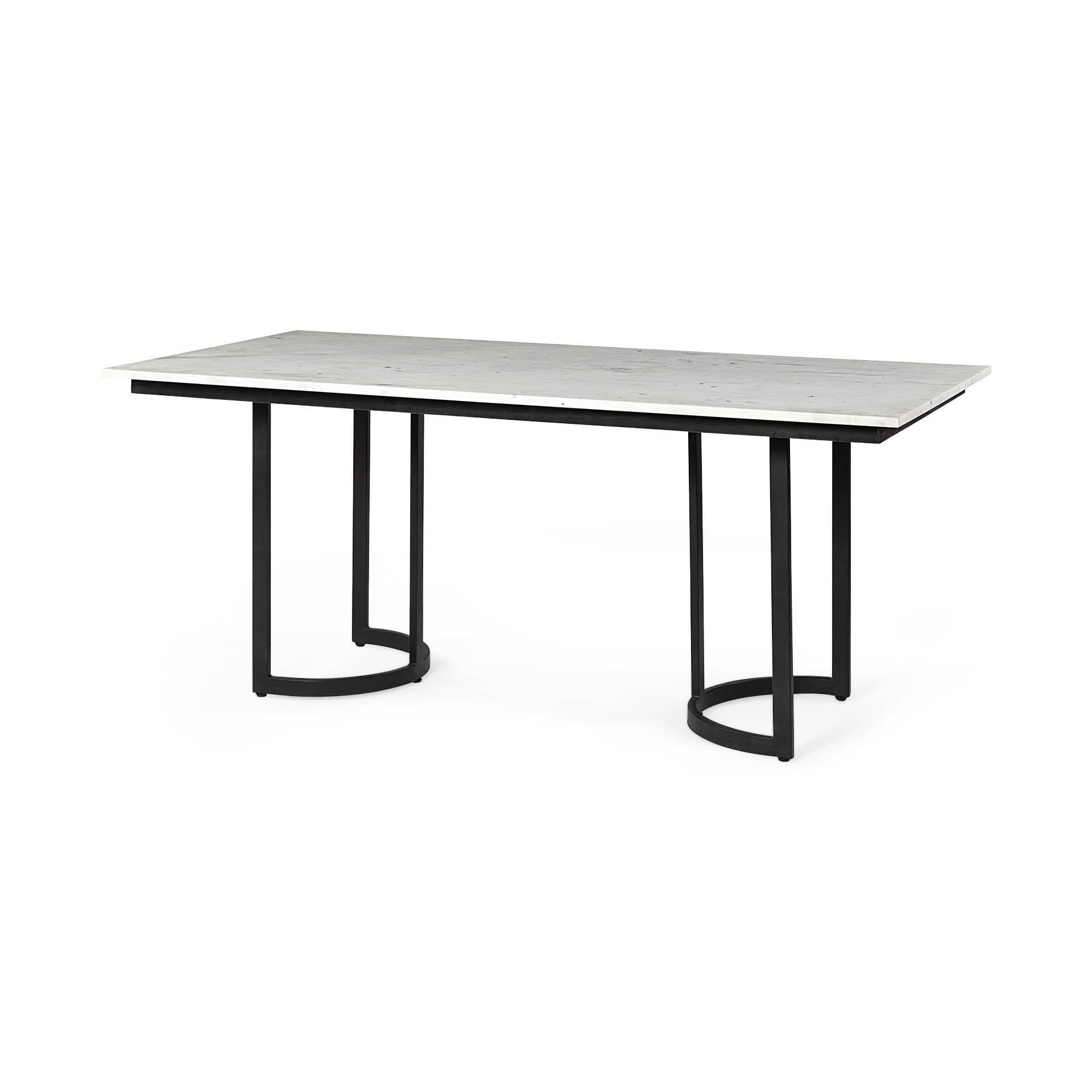 71" White And Black Dining Table - Homeroots