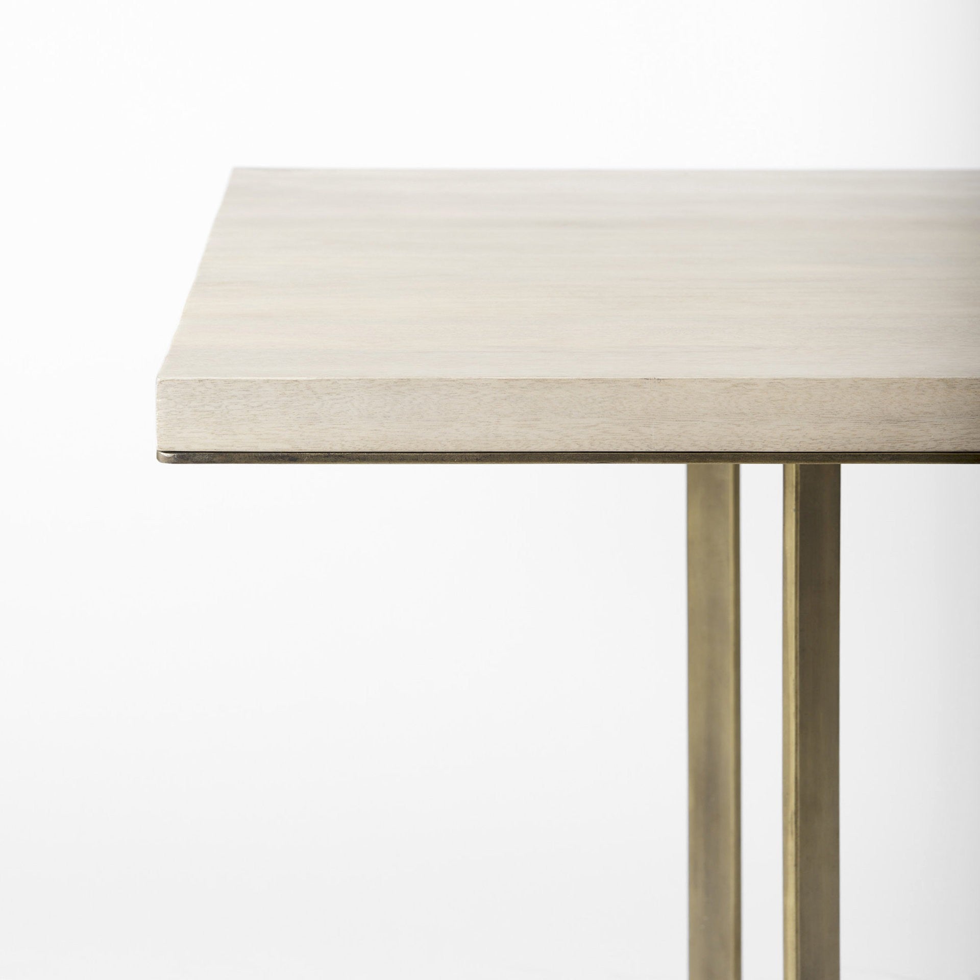 Modern Square Wood and Gold Dining Table