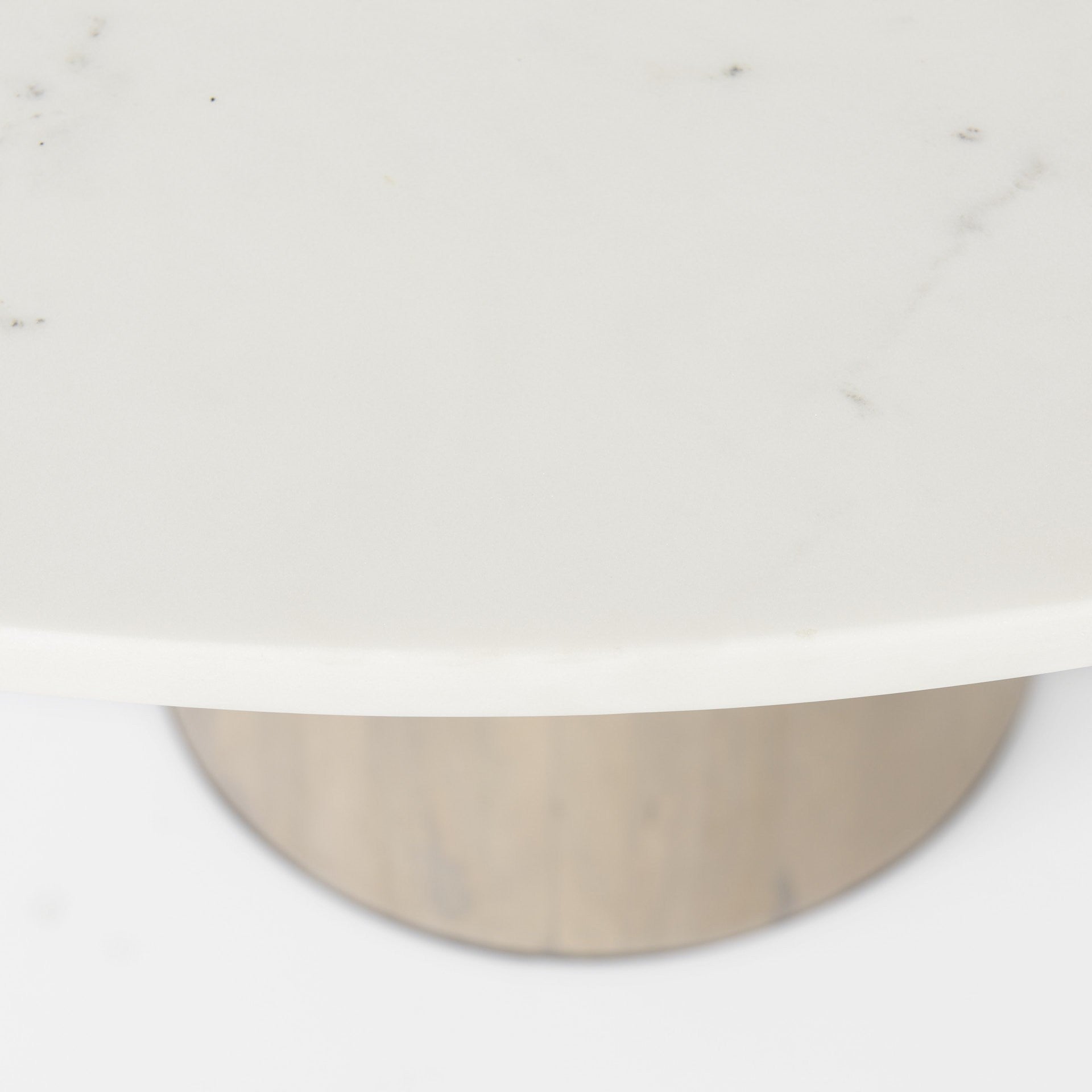 48" White And Natural Rounded Marble Pedestal Base Dining Table