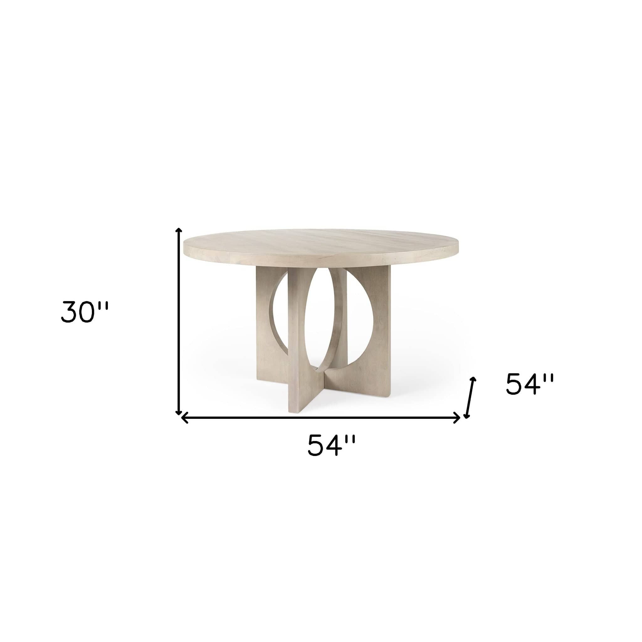 54" Natural Rounded Pedestal Base Dining Table - Homeroots