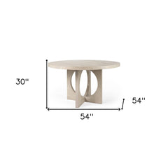 54" Natural Rounded Pedestal Base Dining Table - Homeroots