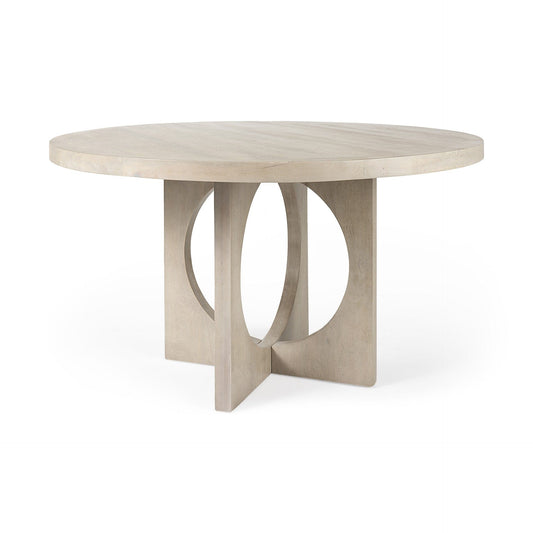 54" Natural Rounded Pedestal Base Dining Table - Homeroots