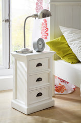 Classic White Three Drawer Nightstand