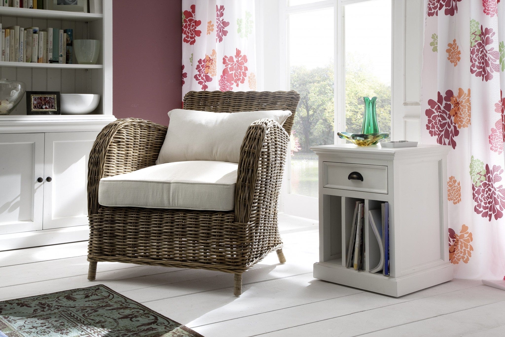 Classic White Nightstand With Dividers - Homeroots