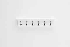 39" Classic White Wood Six Hook Hanging Coat Rack