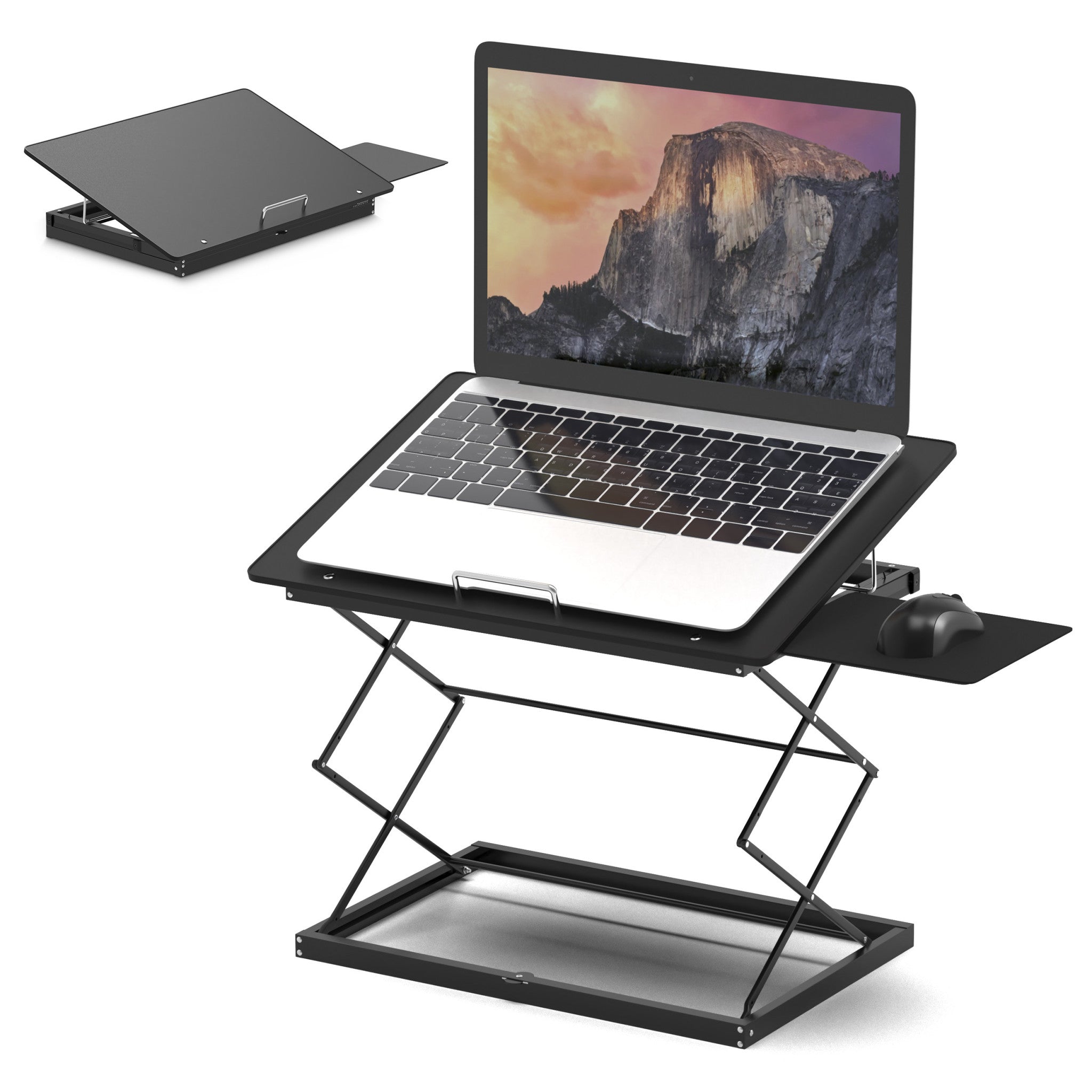 Black Compact Folding Laptop Desk or Laptop Stand with Mousepad