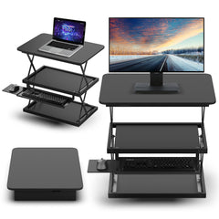 Black Adjustable Tall Standing Desk Converter and Riser