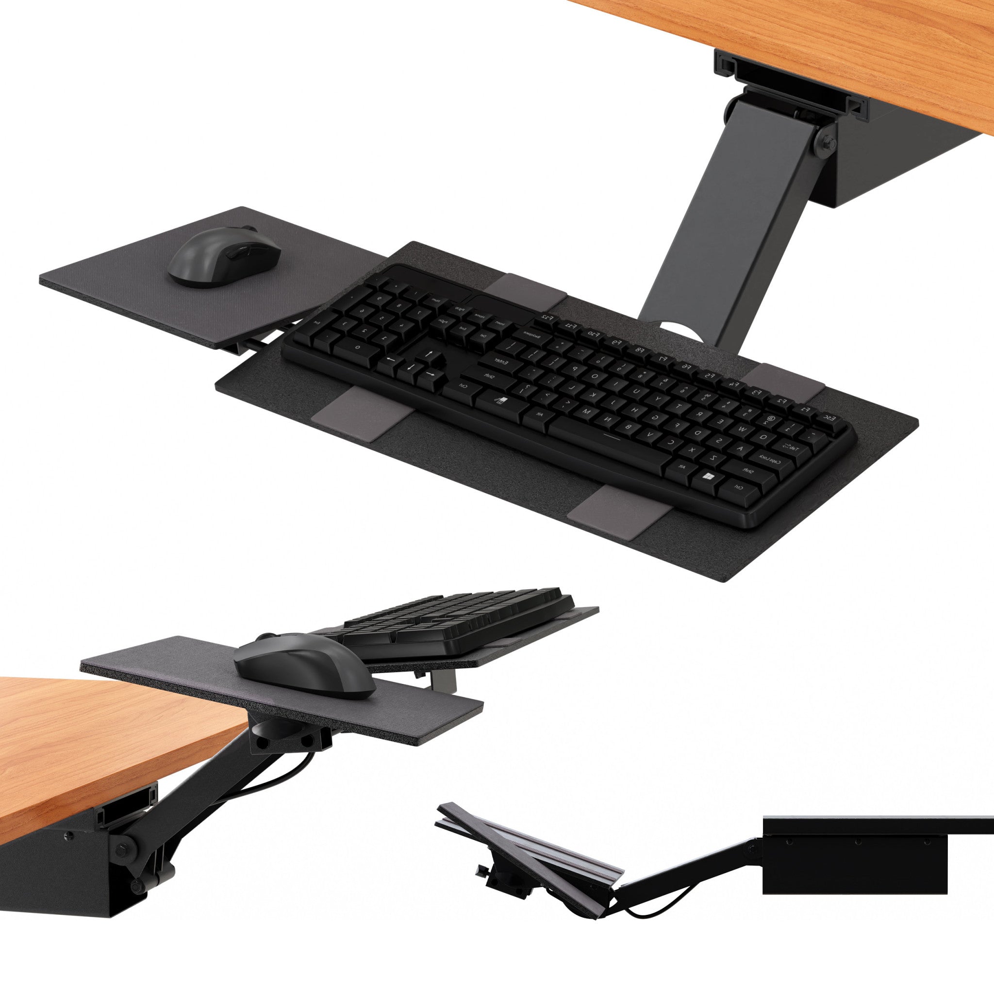 Black Ergonomic Under Desk Pull Out Keyboard Sit or Stand Tray