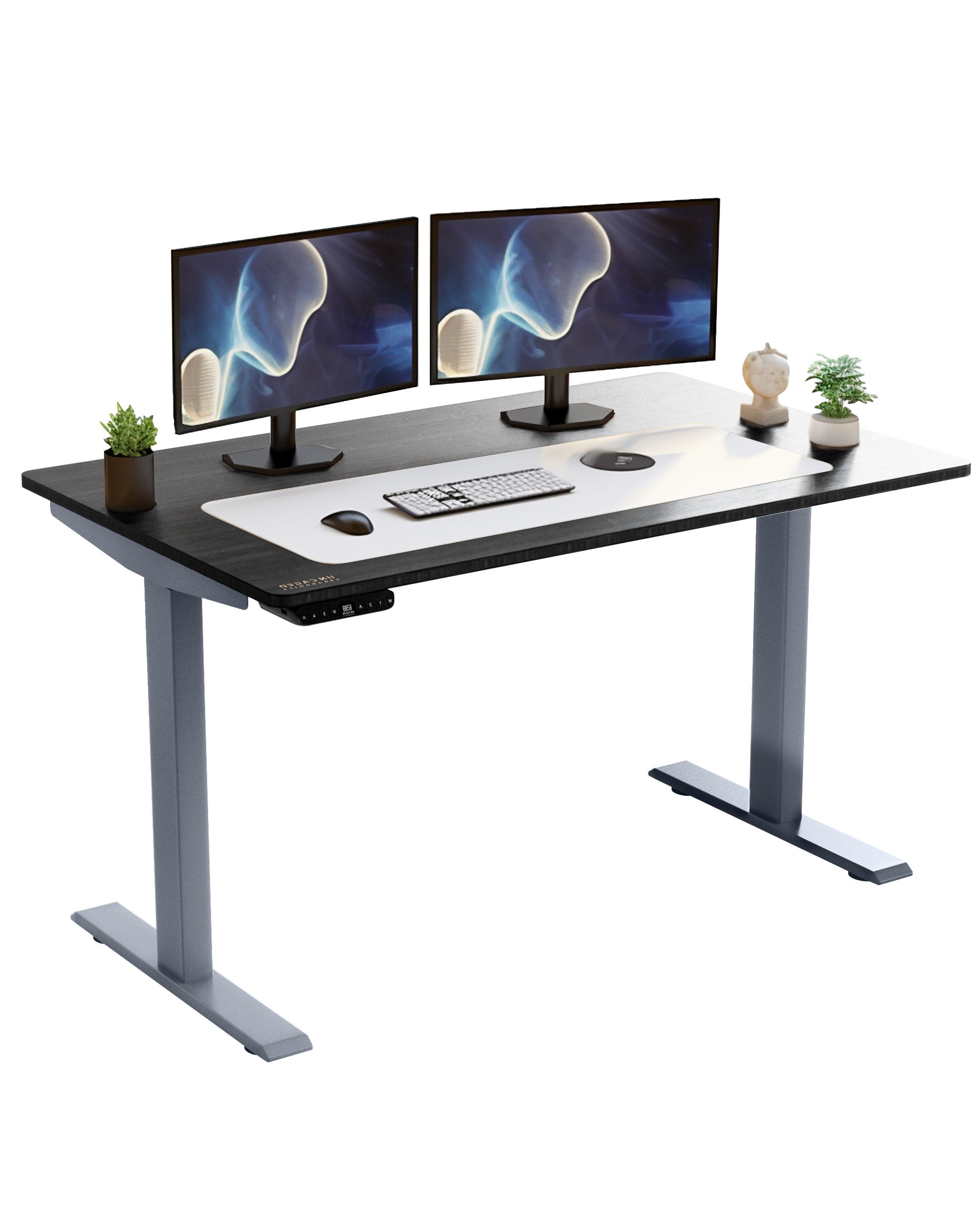 Premier Silver Dual Motor Electric Office Adjustable Standing Desk